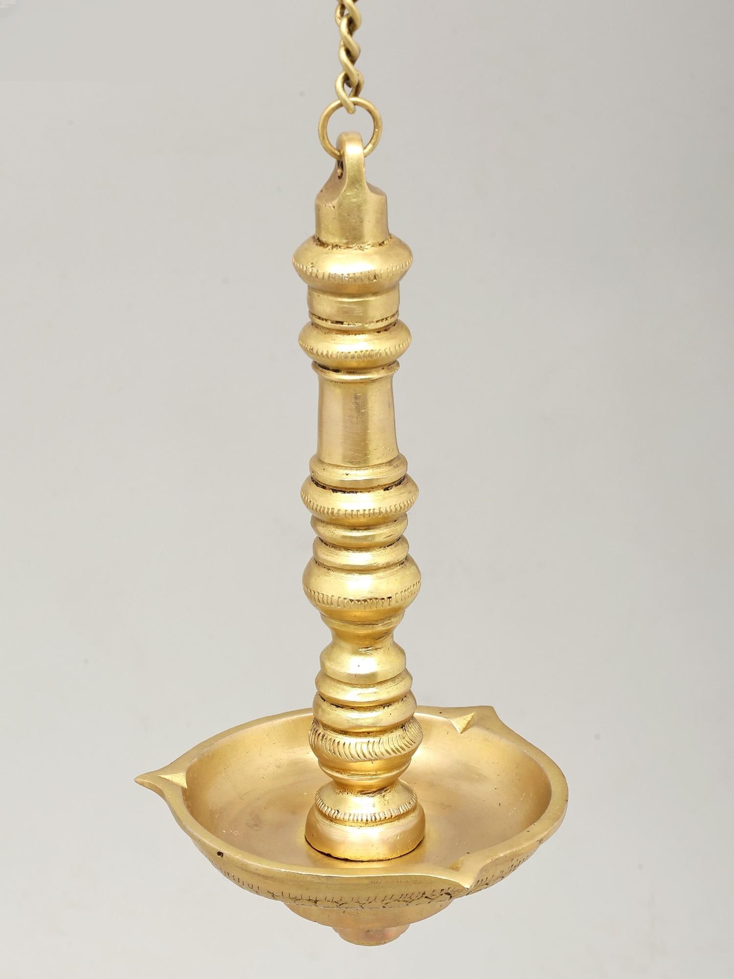 Three Wicks Designer Hanging Lamp in Brass | Handmade | Made In India - 2