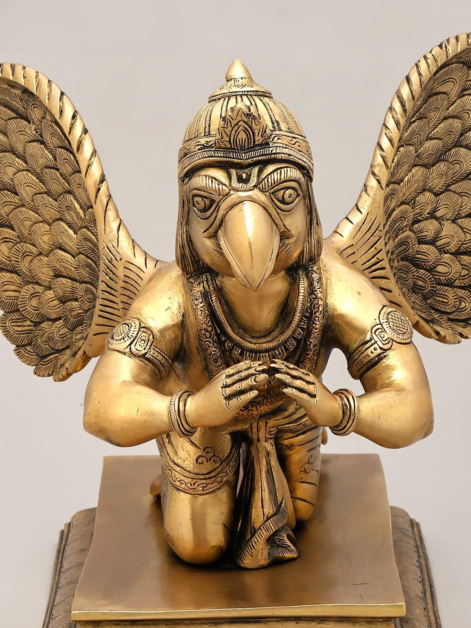 16" Garuda Dev - Vahana of Lord Vishnu | Brass Statue - 2