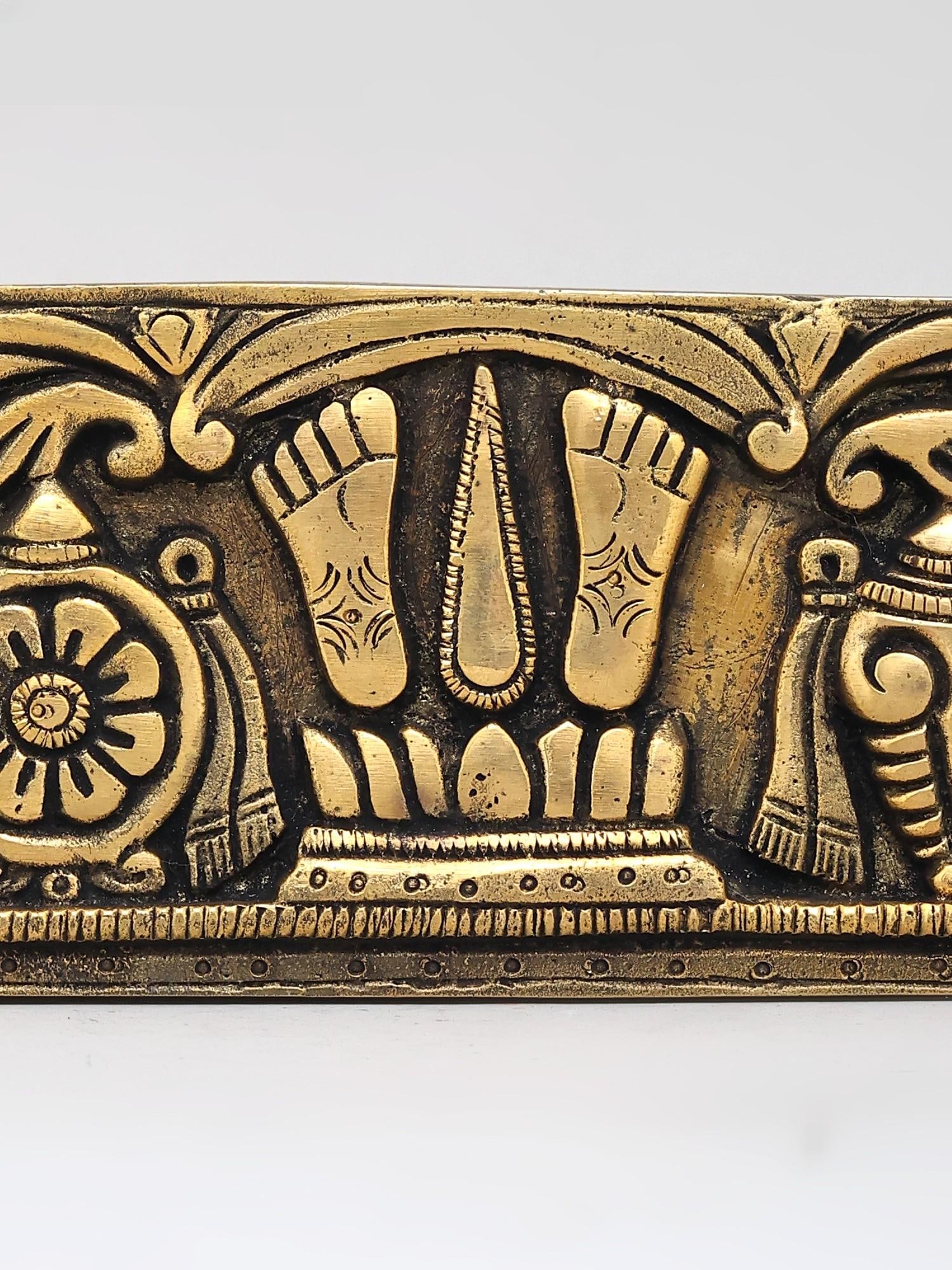 9" Vaishnava Symbols with Garuda and Hanuman | Brass Statue | Wall Hanging - 2