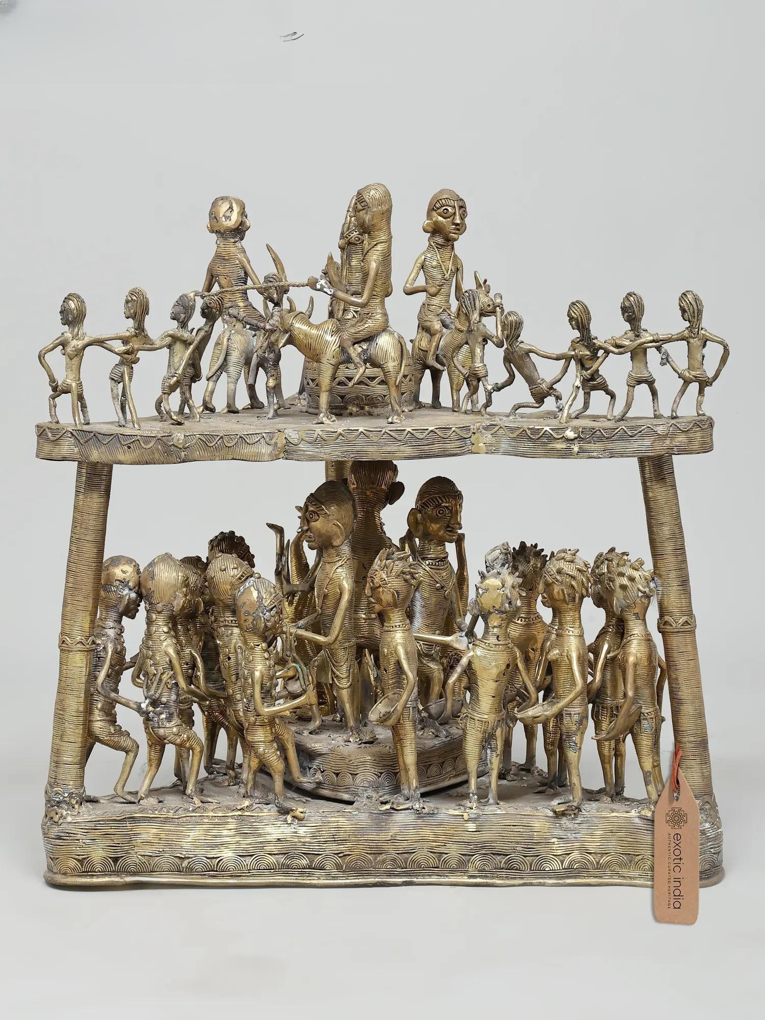 20" Celebration of Tribal Life - The Spirit of Community | Brass Sculpture (1 of 2)