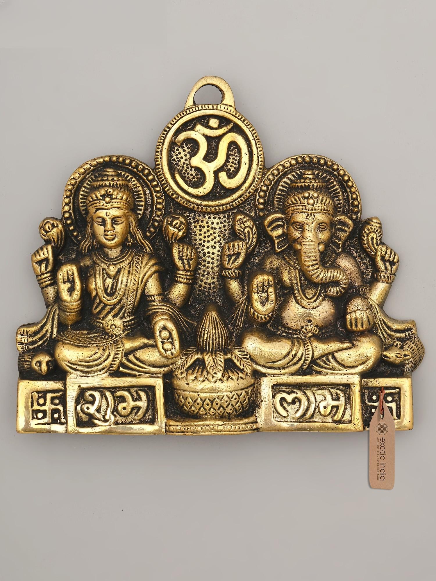 7" Goddess Lakshmi and Lord Ganesha with Om and Shubh Labh | Brass Wall Hanging: 7" Goddess Lakshmi and Lord Ganesha with Om and Shubh Labh | Brass Wall Hanging Reserve: $119.00 Shipping: Domestic: Shipping rates are determined by destination International: Foreign shipping rates 