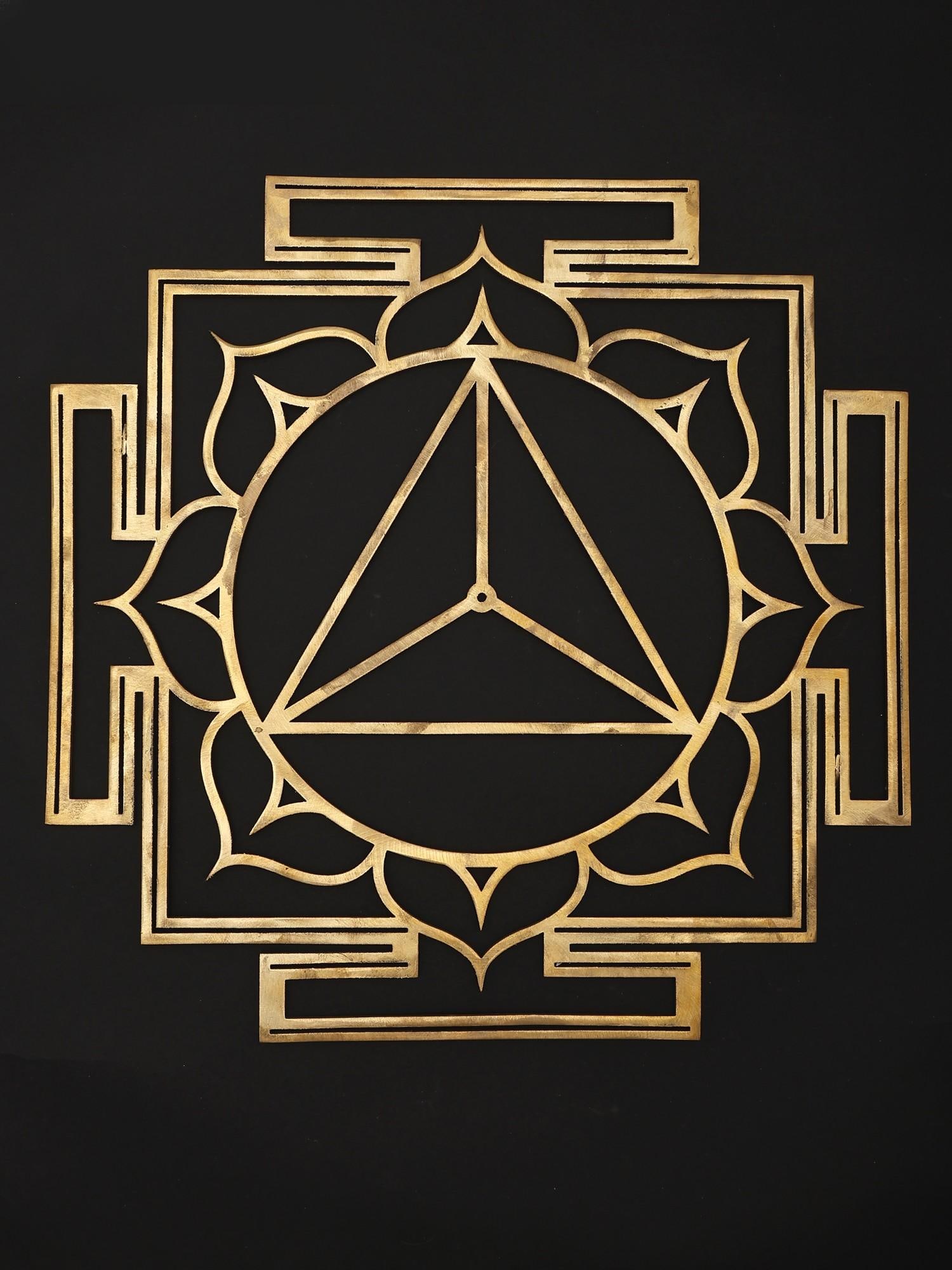 15" Tara Yantra - for Protection from Negative Energies, Fear and Anxiety | Brass Yantra | Wall: A Shield Against Negativity: The Tara Yantra This exquisite brass Yantra embodies the protective power of Tara, a revered deity in Tibetan Buddhism and Hinduism. Tara, meaning "star" in Sanskrit, is a