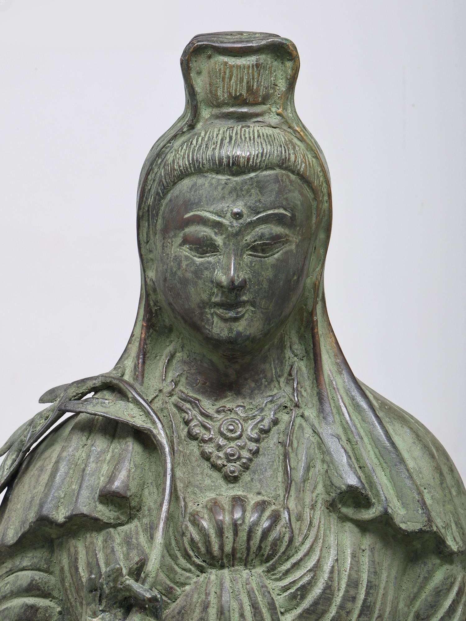 18" Goddess Kwan Yin | Buddhist Brass Statue - 2