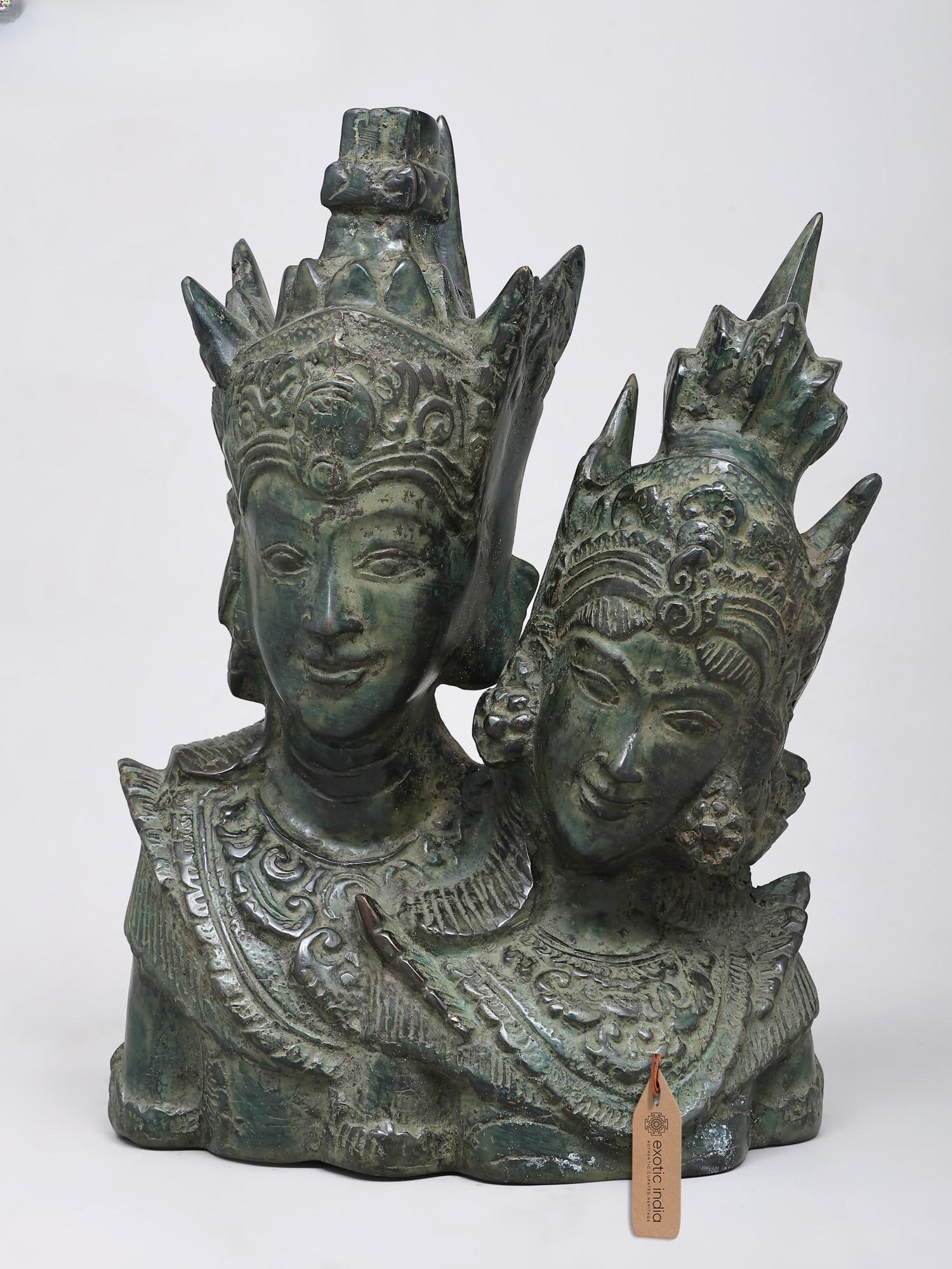 12" Ram and Sita | Brass Statue | Handmade: A Timeless Union of Divine Love This exquisite brass statue captures the profound and eternal bond between Lord Rama and Goddess Sita, two of the most revered figures in Hindu mythology. Their serene