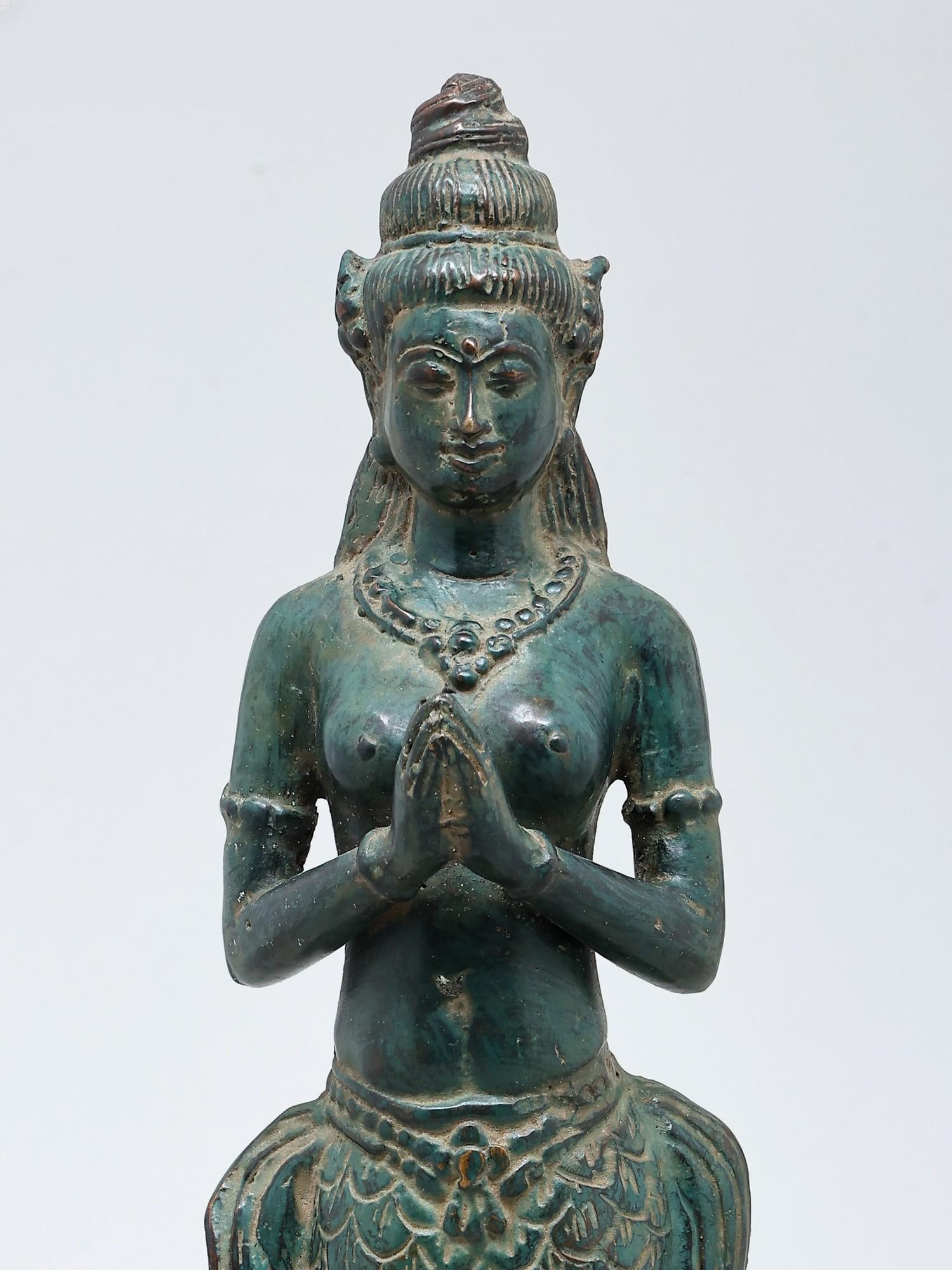 12" Suvannamaccha Mermaid | Balinese Brass Statue - 2