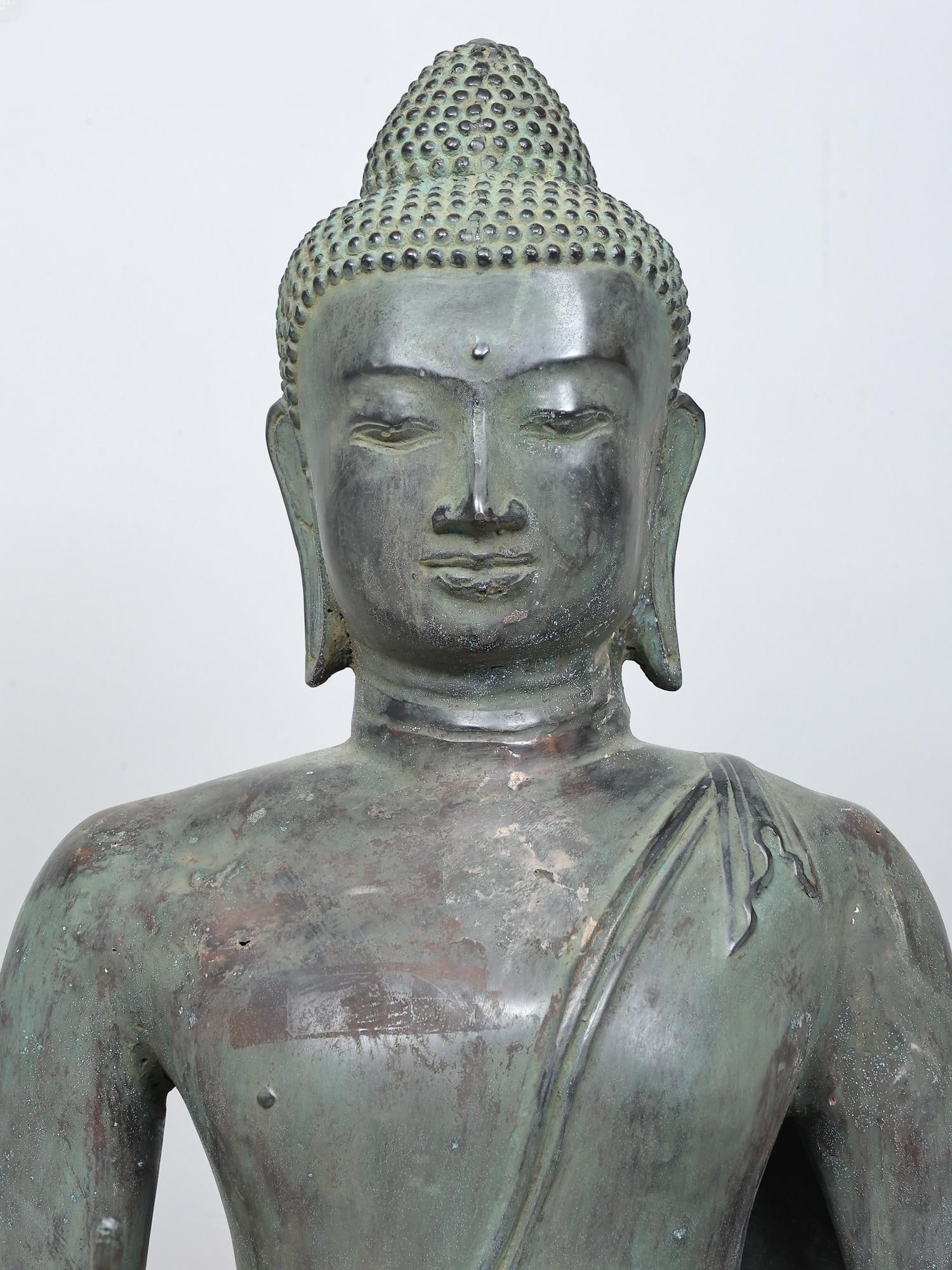 46" Large Standing Lord Buddha in Karana Mudra | Brass Statue - 2