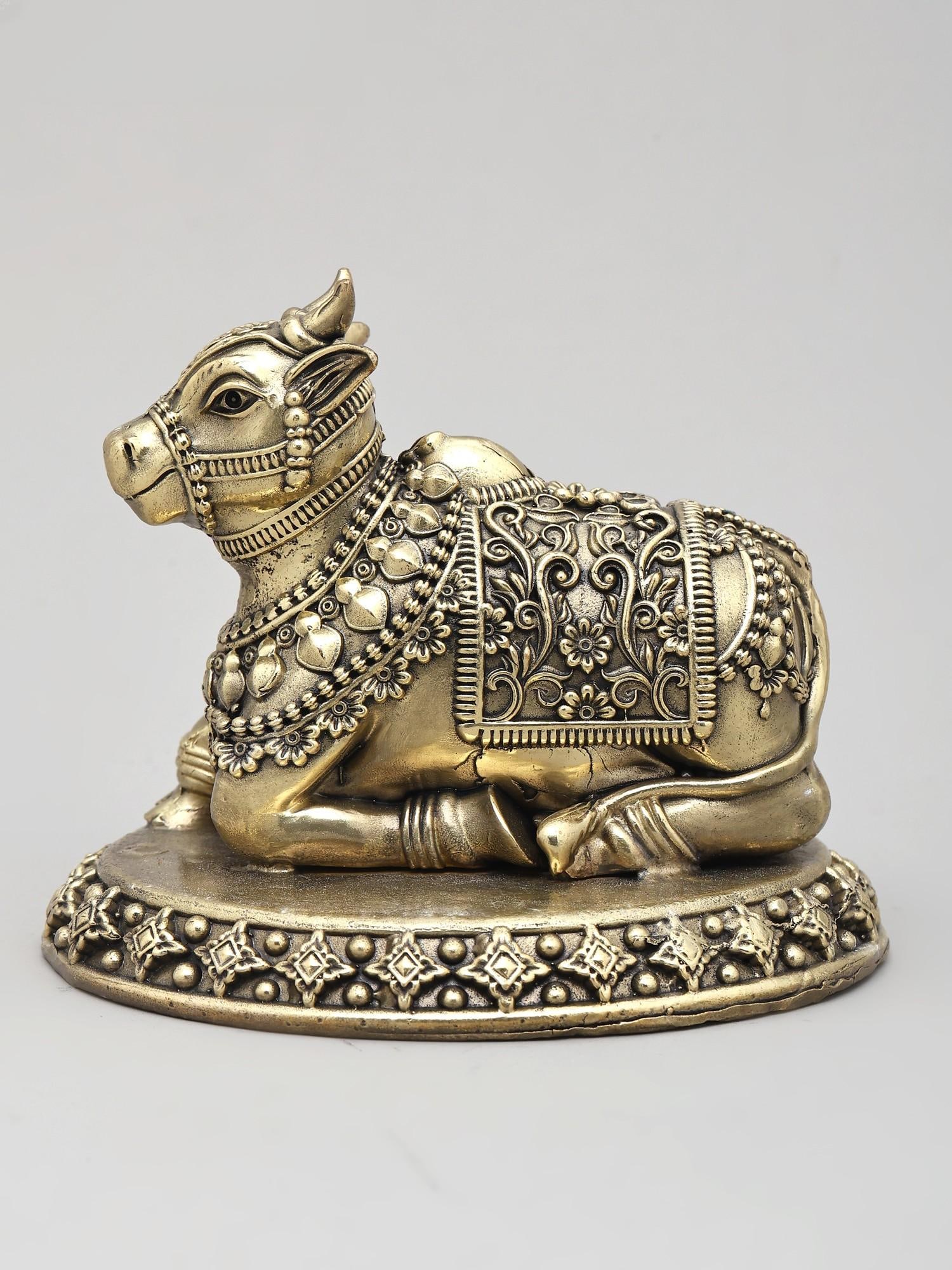 5" Small Superfine Nandi - Vahana of Lord Shiva | Brass Statue - 2