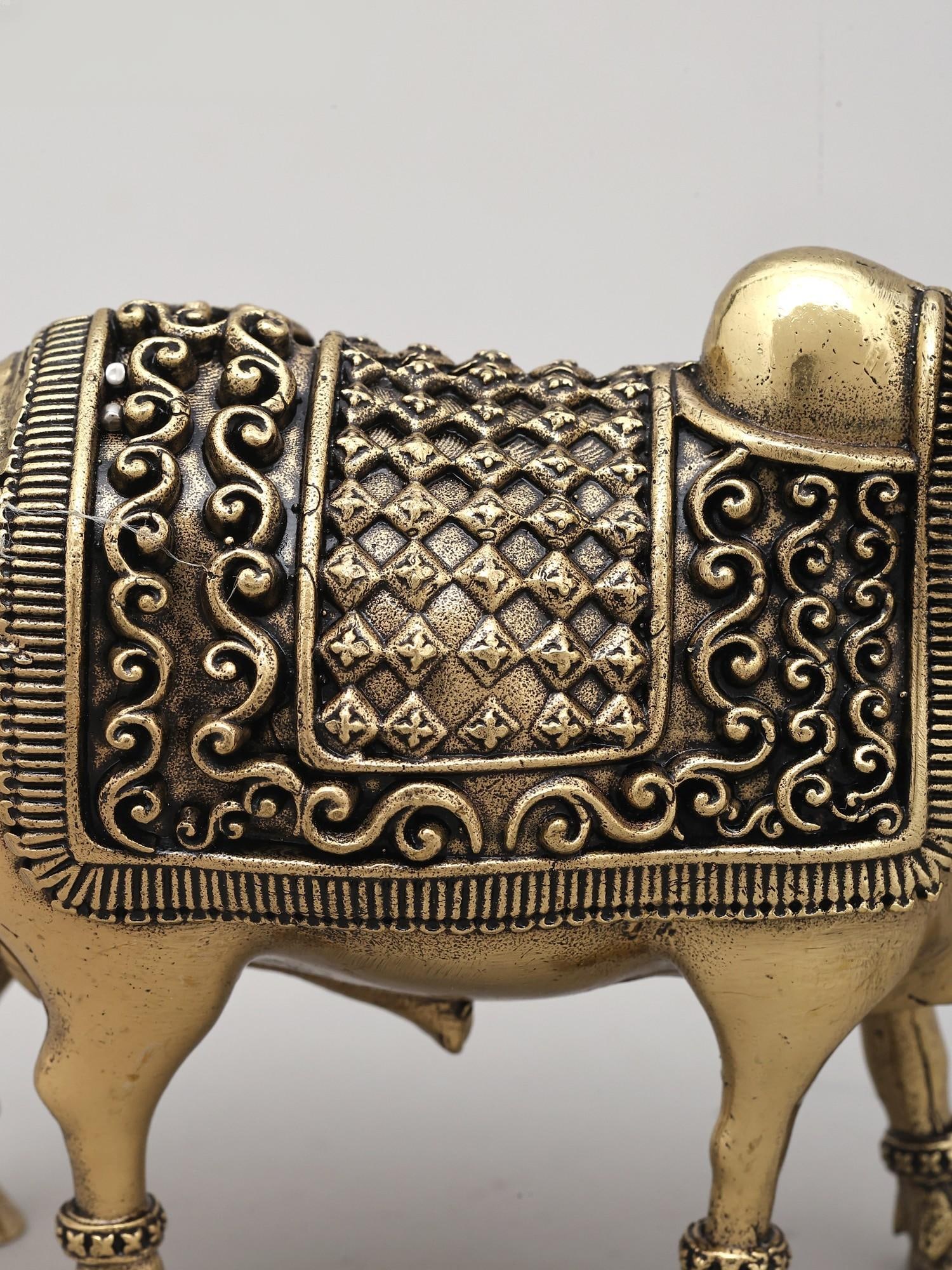 5" Small Superfine Standing Nandi | Brass Statue - 2