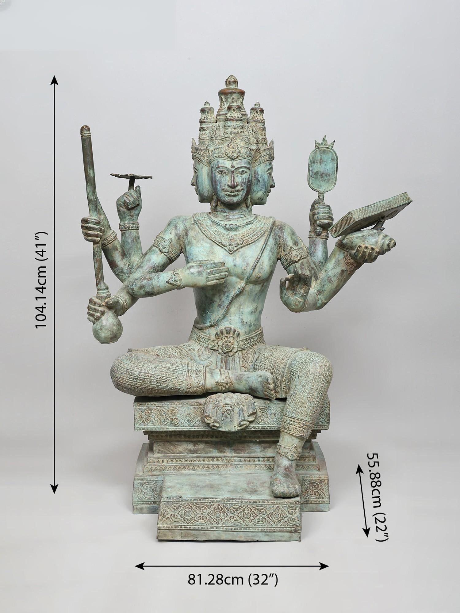 41" Large Lord Brahma - The Creator of The Universe | Brass Statue - 2
