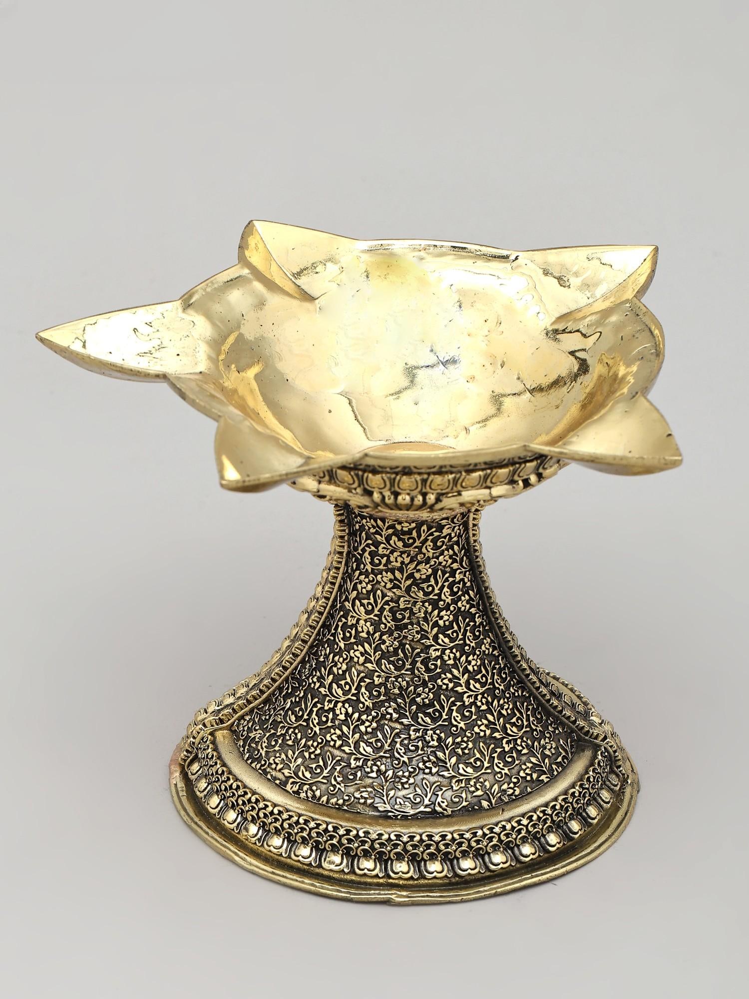Small Brass Superfine Five Wicks Lamp | Ritual Item - 2