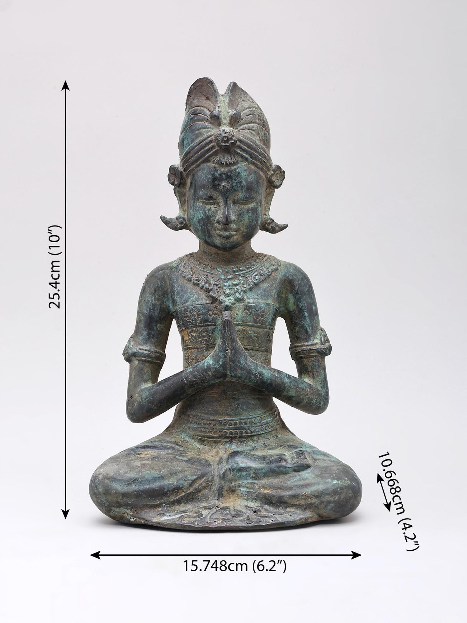 10" Bhakta Prahalad Worshiping Lord Narayan | Brass Statue - 2
