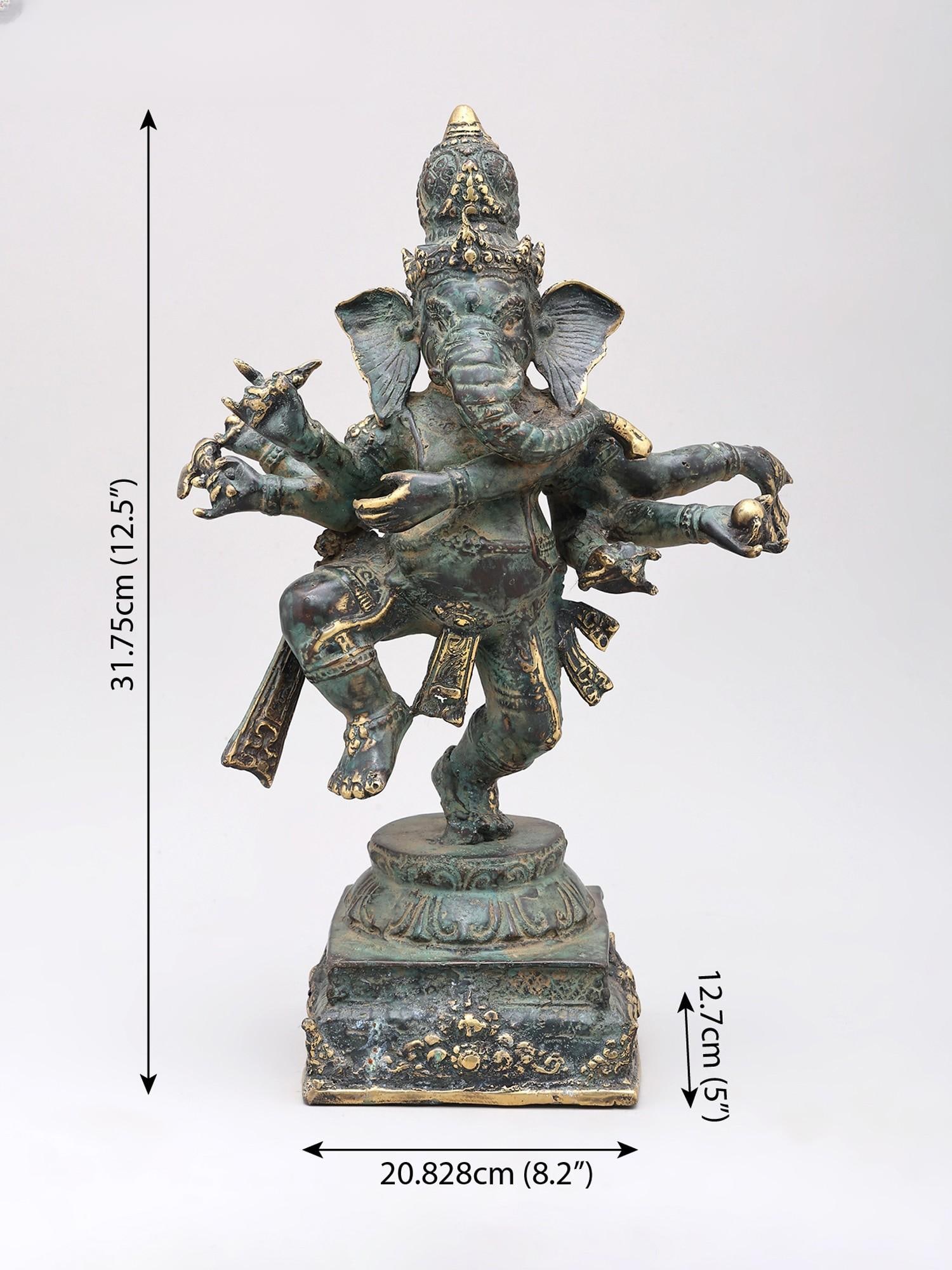 12" Nritya Ganesha | Brass Statue - 2