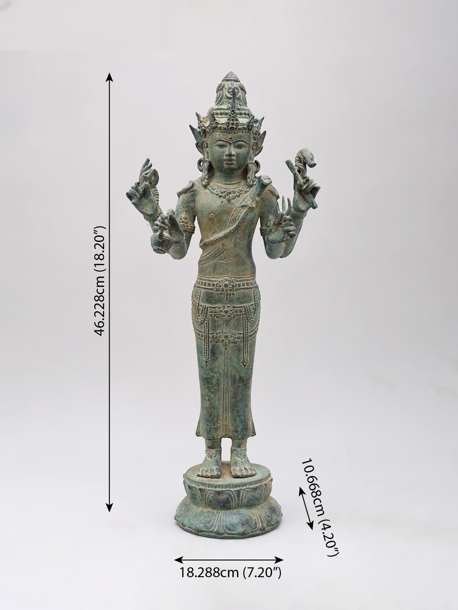18" Lord Shiva Holding a Sannayasi's Water Pot | Brass Statue - 2