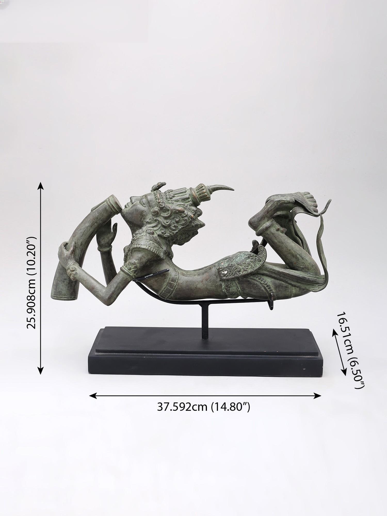14" Opium Drinker | Brass Statue on Wood Base - 2