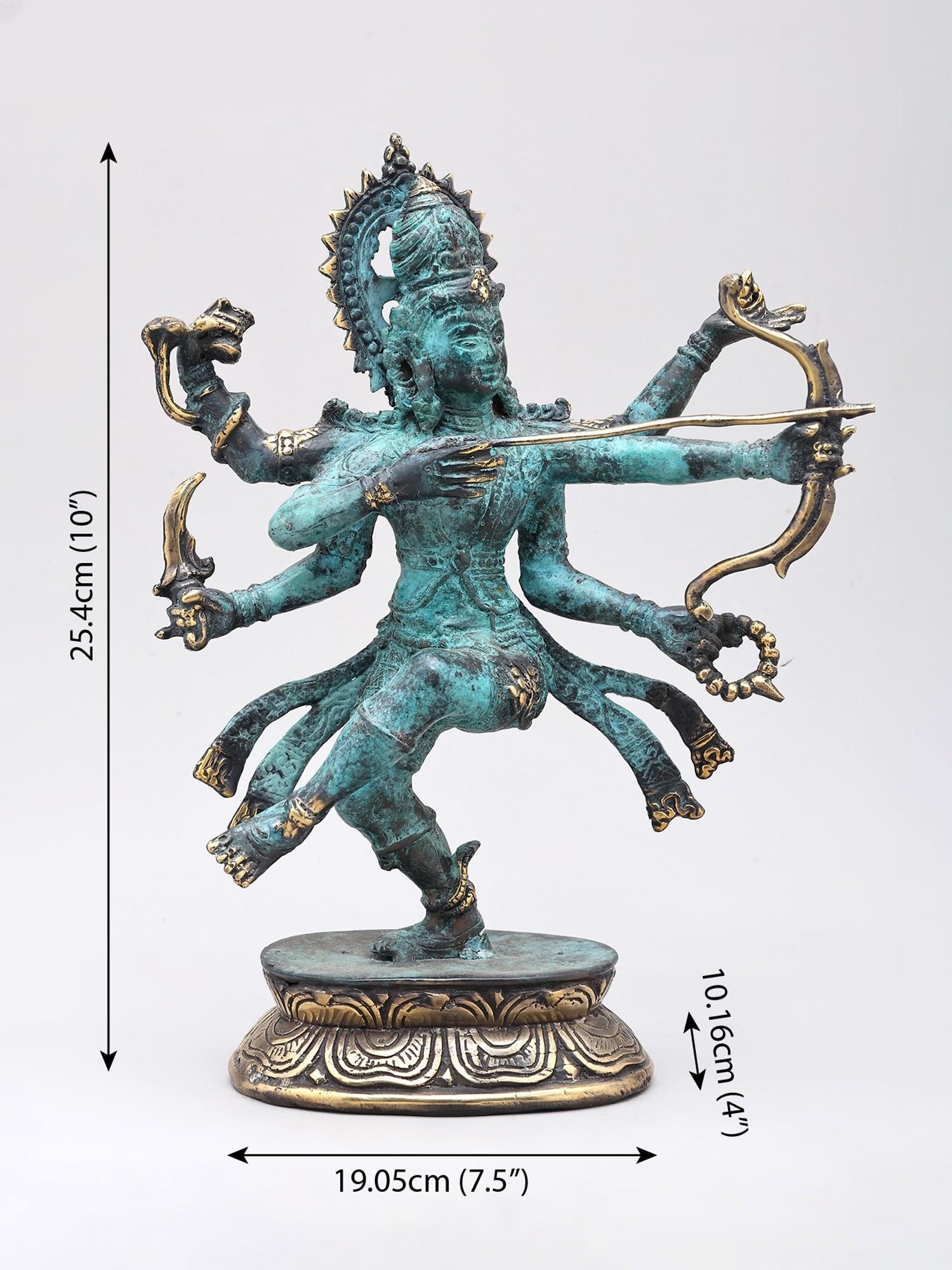 10" Pinak-Dhara Shiva | Brass Statue - 2
