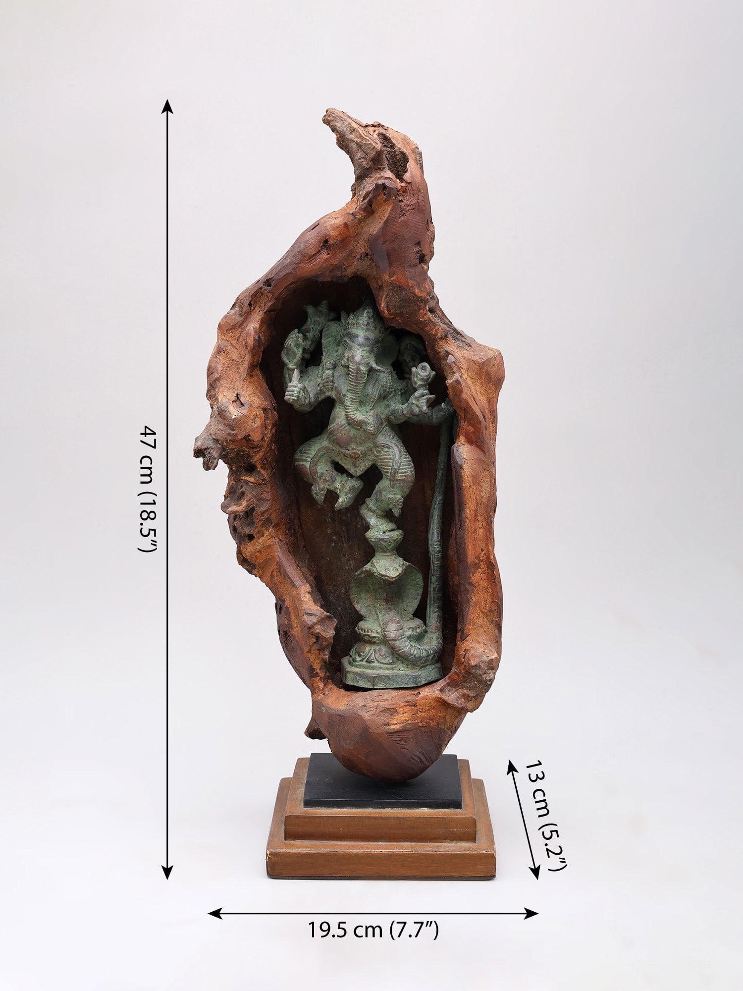 18" Lord Ganesha Dancing on Sheshnag Inside Wood Frame - 2