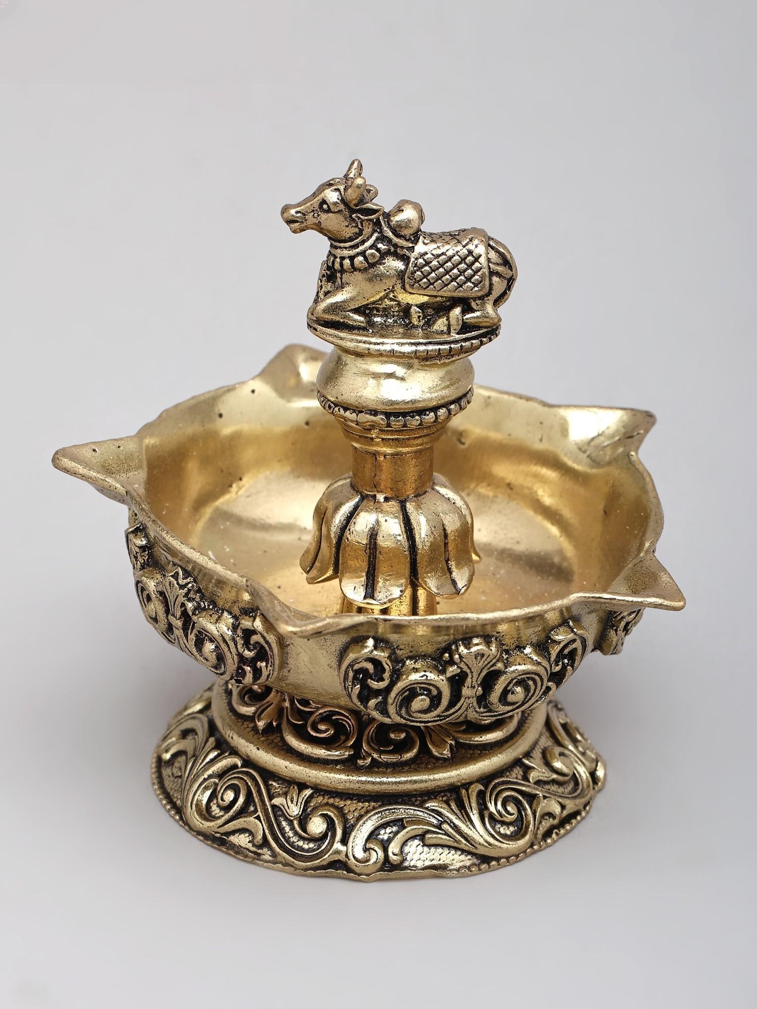 3" Small Superfine Five Wicks Lamp with Nandi on Top - 2