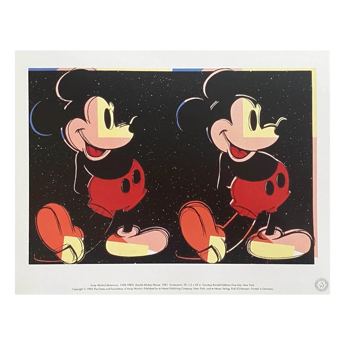 Andy Warhol Pop Art Myths Mickey Mouse-7 1992: Artist: Andy Warhol Country: USA Title: Myths Mickey Mouse - 7 Printed: Offset in 1992, in Germany Marks: Not signed, not numbered Paper Size: 9.50.50 x11.80 inches on high-quality paper Provenance: