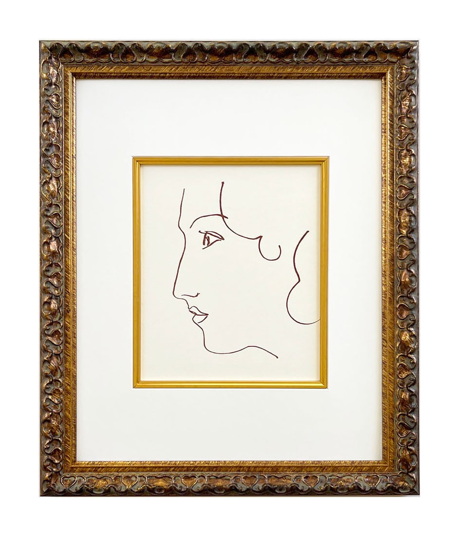 Henri Matisse Florilege Des Amours 187 framed: Artist: Henri Matisse (after) Country: France Title: Florilege des amours - Plate 187 Medium: Sanguine lithograph Paper: Bouffant paper, size 11 x 8.75 inches Published: Circa 1970s in France
