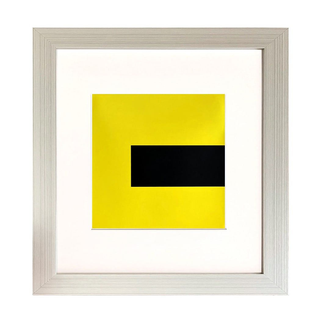 Ellsworth Kelly 1999 Black Yellow 8 framed: Artist: Ellsworth Kelly Title: Black Yellow Medium: Linogravure 8 Marks: Not signed, not numbered Printed: 1999 by Heinrich Winterscheidt, D?sseldorf Paper Size: 7.50 x 8 inches Provenance: Kelly