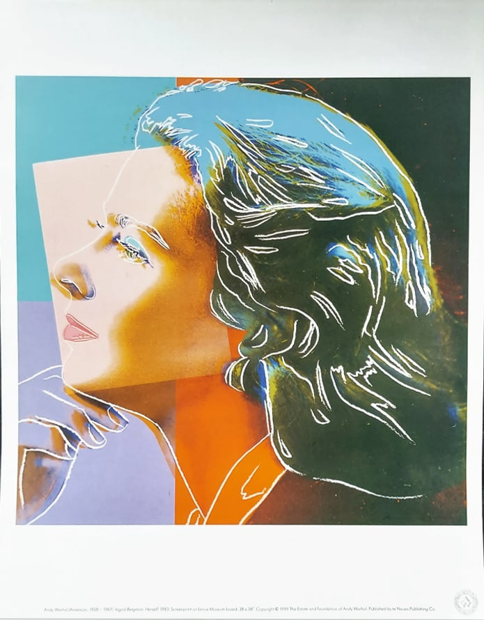 1989 Andy Warhol Pop Art Ingrid Bergman Herself 1971: Artist: Andy Warhol Country: USA Title: Ingrid Bergman Herself 1971 Printed: 1989 offset on high-quality smooth finish paper Marks: Not signed, not numbered Paper Size: 16 x 12 inch Provenance: