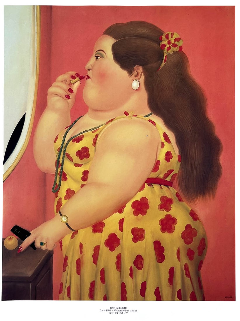 Fernando Botero 52 La toilette 1983: Title: La toilette Artist: Fernando Botero Country: Colombia Medium: Offset, Quadrichromie 52 Marks: Not signed, not numbered Paper size: 16 x 12 inches Printed: 1983 in Italy Provenance: Book Fernand