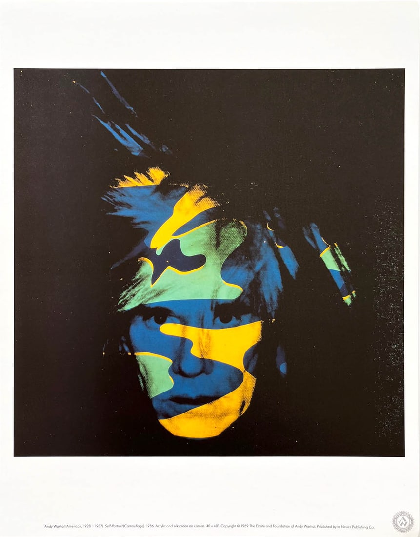 Andy Warhol Pop Art Self-Portrait 1989: Artist: Andy Warhol Country: USA Title: Self-Portrait Printed: 1989 offset on high-quality smooth finish paper Marks: Not signed, not numbered Paper Size: 16 x 12 inch Provenance: Portfolio by Te