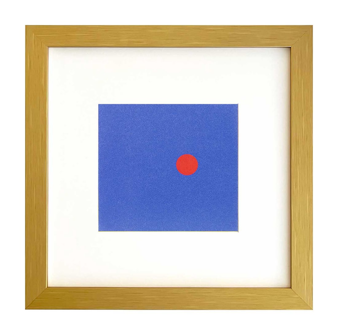 Ellsworth Kelly 1999 Blue and red circle 11 framed: Artist: Ellsworth Kelly Title: Blue and red circle Medium: Linogravure - 121 Marks: Not signed, not numbered Printed: 1999 by Heinrich Winterscheidt, D?sseldorf Paper Size: 7.50 x 8 inches Provenance: