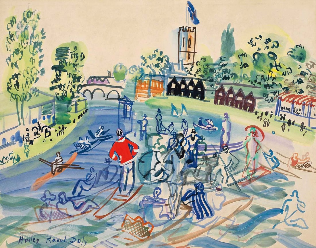 Raoul Dufy Regates a Henley Giclee Ltd Edition: Title: Regates a Henley Artist: Raoul Dufy Country: France Medium: Giclee Marks: Numbered Ltd Edition Paper size: Watercolor paper 19 x 13 inch Publisher: Fine Art Museum Condition: Fine - Pristine Ce