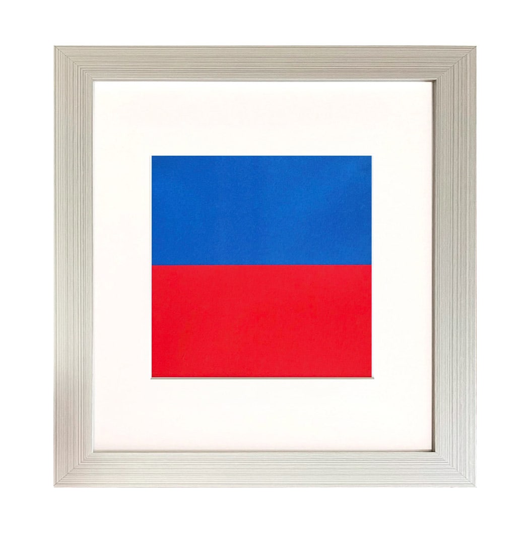 Ellsworth Kelly 1999 Blue red 1 framed: Artist: Ellsworth Kelly Title: Blue red Medium: Linogravure 1 Marks: Not signed, not numbered Printed: 1999 by Heinrich Winterscheidt, D?sseldorf Paper Size: 7.50 x 8 inches Provenance: Kelly Expositi