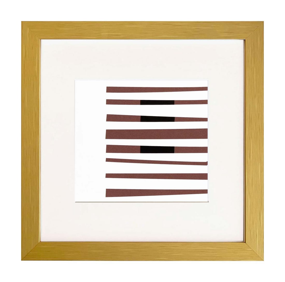 Ellsworth Kelly 1999 Black brown white 13 framed: Artist: Ellsworth Kelly Title: Black brown white Medium: Linogravure 13 Marks: Not signed, not numbered Printed: 1999 by Heinrich Winterscheidt, D?sseldorf Paper Size: 7.50 x 8 inches Provenance: Kell