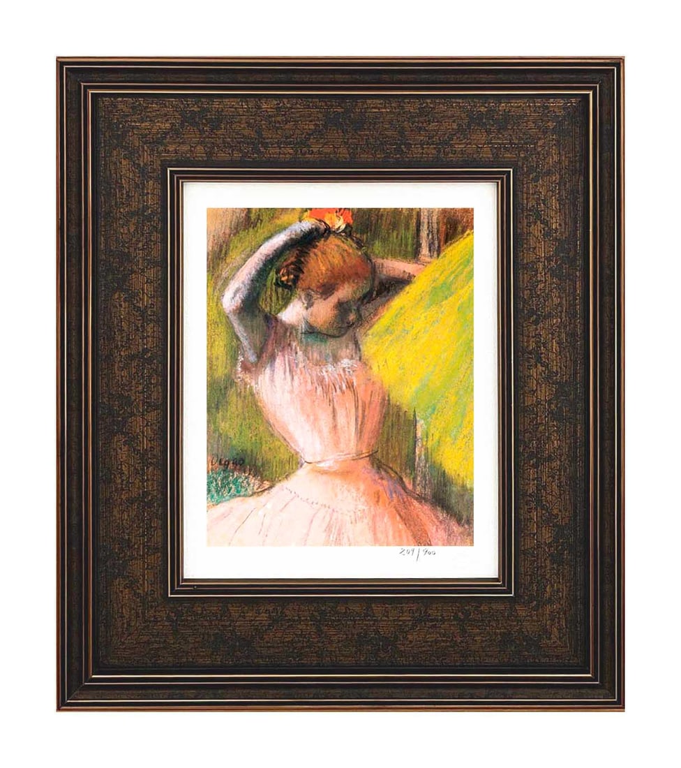Edgar Degas Danseuse a mi-corps se coiffant framed: Artist: Edgar Degas Country: France Title: Danseuse a mi-corps se coiffant Medium: Giclees Marks: Limited Edition numbered, not signed Paper: Arches paper 10 x 8 inches Printed: 2002 in the USA by