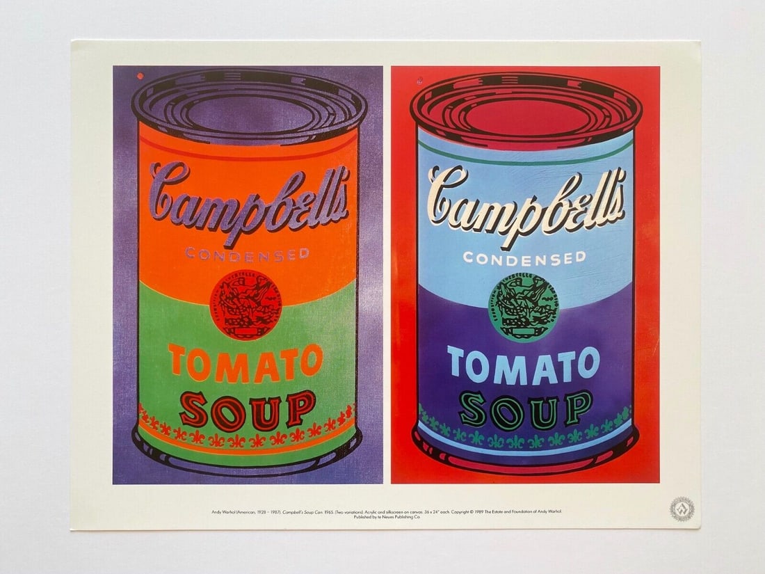 1989 Andy Warhol Pop Art Campbell's Soup Cans (1965): Artist: Andy Warhol Country: USA Title: Campbell's soup cans Printed: 1989 offset on high quality smooth finish paper Marks: Not signed not numbered Paper Size: 16 x 12 inch Provenance: Portfolio by