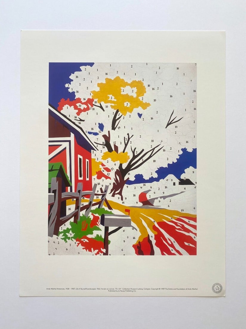 1989 Andy Warhol Pop Art Do it Yourself Landscape (1962): Artist: Andy Warhol Country: USA Title: Do it Yourself Landscape (1962) Printed: 1989 offset on high quality smooth finish paper Marks: Not signed not numbered Paper Size: 16 x 12 inch Provenance:
