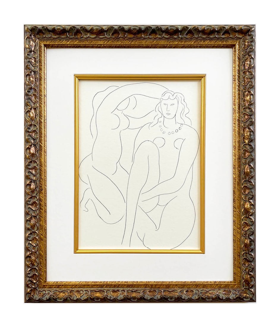 Henri Matisse 63 La Coiffure d'Herodiade framed: Artist: Henri Matisse (after) Country: France Title: La Coiffure d'Herodiade Medium: Facsimile 63 Marks: Not signed, not numbered Paper Size: 11 x 8.50 inches Printed: Circa 1970s in Italy