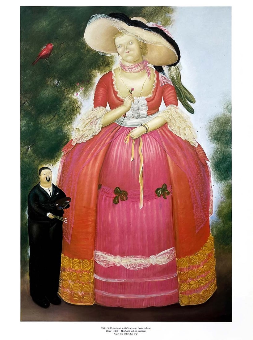 Fernando Botero 57 Self potrait with Mme Pompadour 1983: Title: Self-portrait with Mme Pompadour Artist: Fernando Botero Country: Colombia Medium: Offset, Quadrichromie 57 Marks: Not signed, not numbered Paper size: 16 x 12 inches Printed: 1983 in Italy Pro