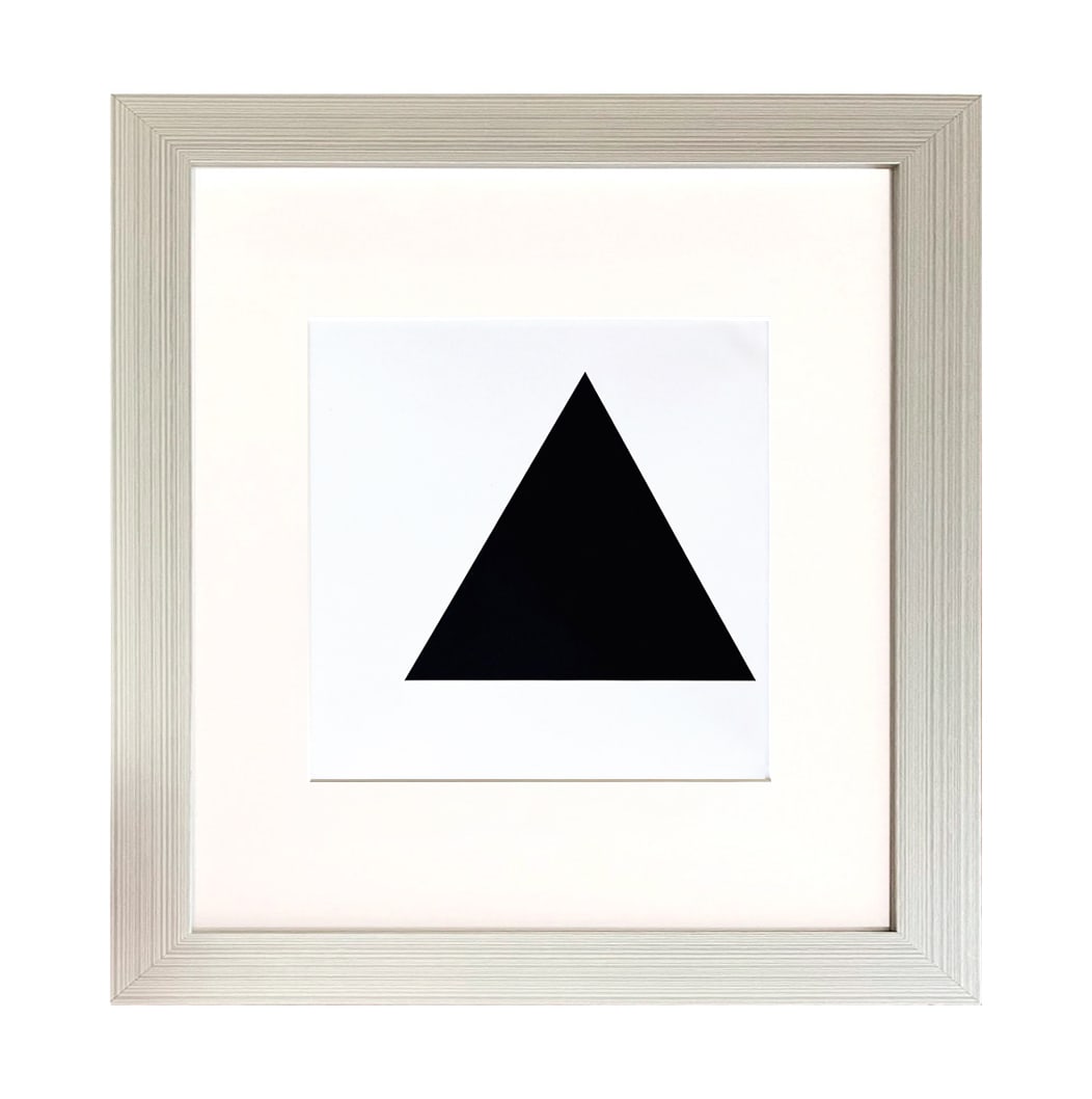 Ellsworth Kelly 1999 Triangle form 15 framed: Artist: Ellsworth Kelly Title: Triangle form Medium: Linogravure Marks: Not signed, not numbered Printed: 1999 by Heinrich Winterscheidt, D?sseldorf Paper Size: 7.50 x 8 inches Provenance: Kelly Expos