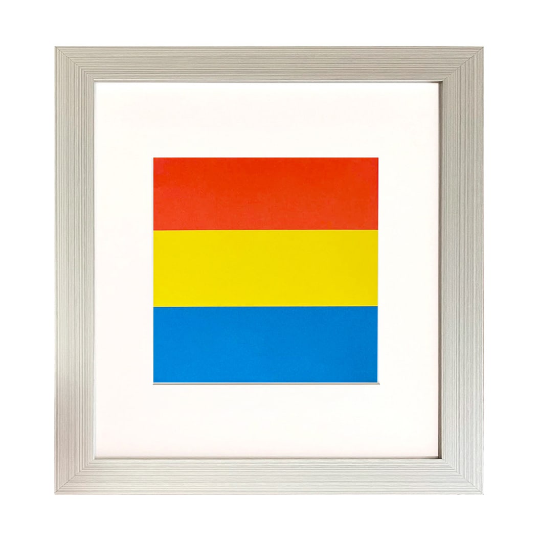 Ellsworth Kelly 1999 Red Yellow Blue 5 framed: Artist: Ellsworth Kelly Title: Red Yellow blue Medium: Linogravure 5 Marks: Not signed, not numbered Printed: 1999 by Heinrich Winterscheidt, D?sseldorf Size: 7.50 x 8 inches Provenance: Kelly Exposit