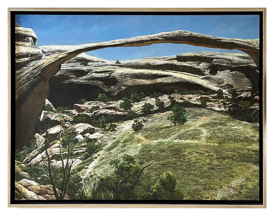 Joseph Merhi Utah's Arches Original Oil Painting on Canvas 1999 Framed: Title: Utah's Arches Artist: Joseph Merhi Country: USA Medium: Original Oil Painting on Canvas Marks: Created and signed in 1990 Canvas Size: 30 x 40 inch Condition: Excellent Certificate Of