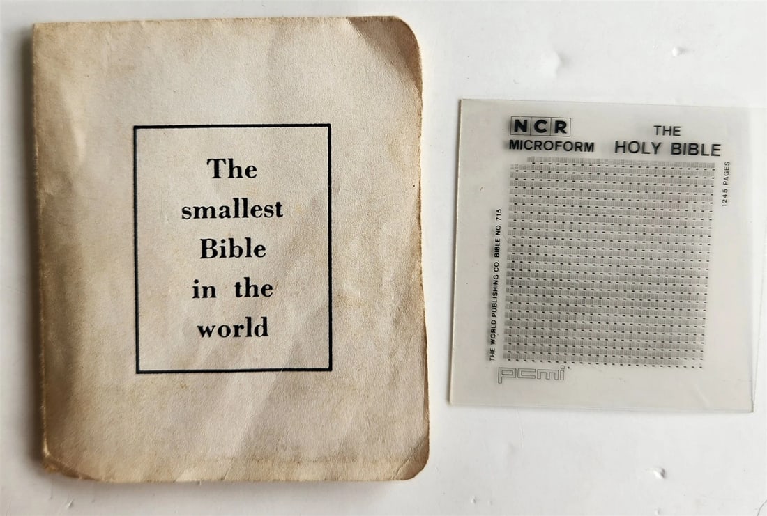 1966 BIBLE WORLD'S SMALLEST English KJV NCR MICROFORM Space LUNAR Bible VINTAGE - 2
