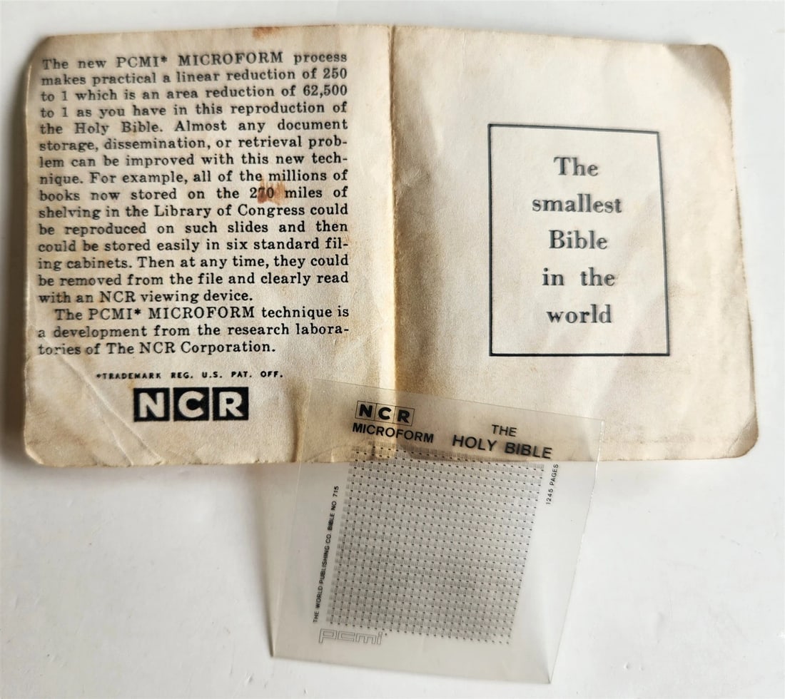1966 BIBLE WORLD'S SMALLEST English KJV NCR MICROFORM Space LUNAR Bible VINTAGE - 4
