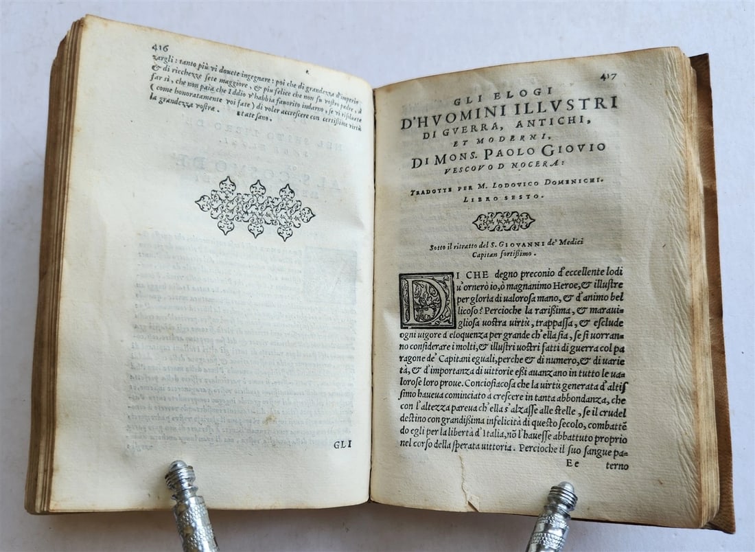 1559 HISTORY by PAOLO GIOVIO antique 16th Century VELLUM BINDING - 7