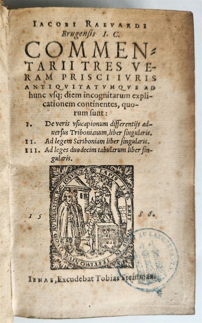 1586 ROMAN LAW TREATISE by FLEMISH JURIST Jacobus RAEVARDUS antique 16th century - 2