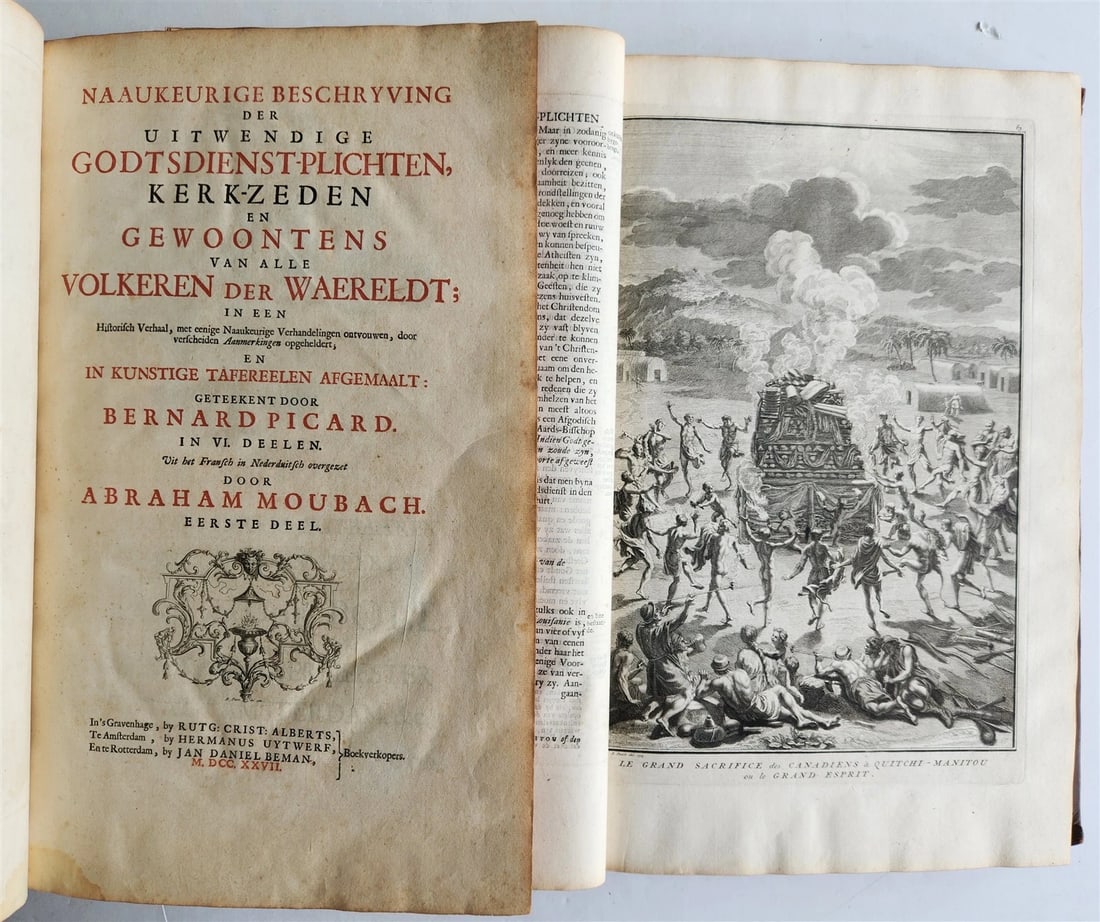1727 HISTORY of CEREMONIES CUSTOMS of ALL PEOPLE 6 VOLUMES antique ILLUSTRATED - 3