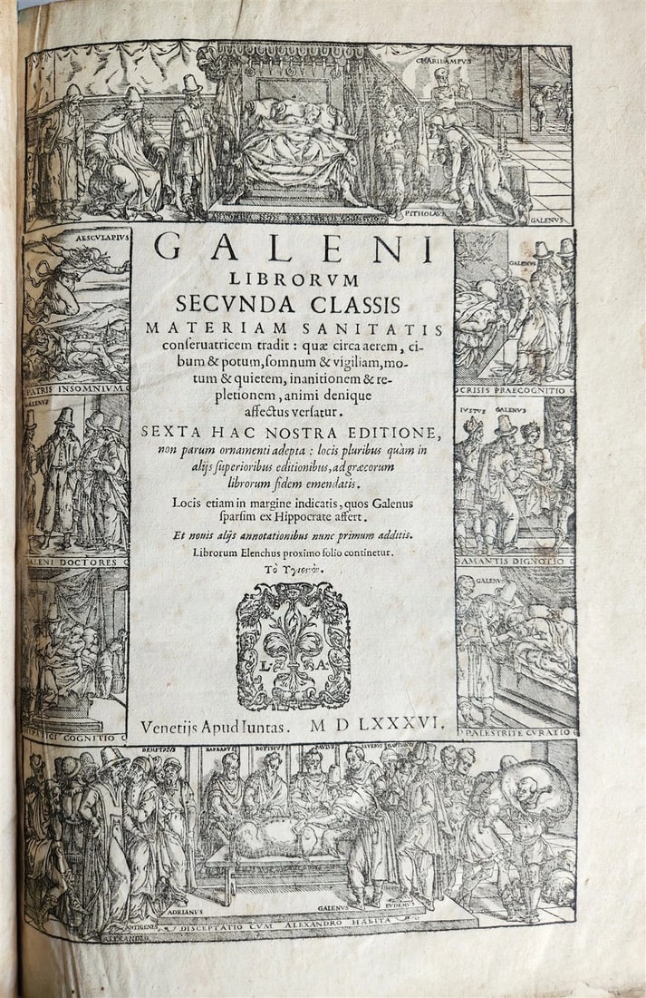 1586 GALEN WORKS GIUNTA PRESS antique 16th CENTURY THICK FOLIO medical treatise - 2