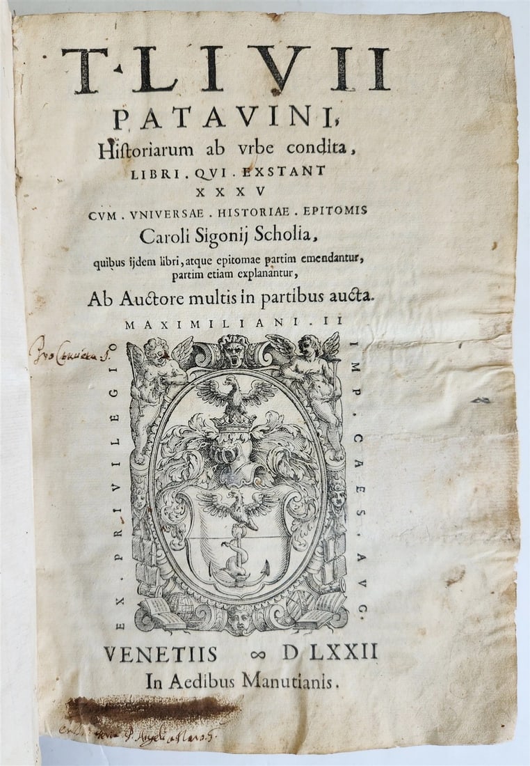 1572 ALDINE PRESS ROMAN HISTORY by TITUS LIVY antique 16th CENTURY VELLUM FOLIO - 2
