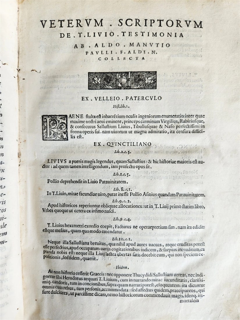 1572 ALDINE PRESS ROMAN HISTORY by TITUS LIVY antique 16th CENTURY VELLUM FOLIO - 7