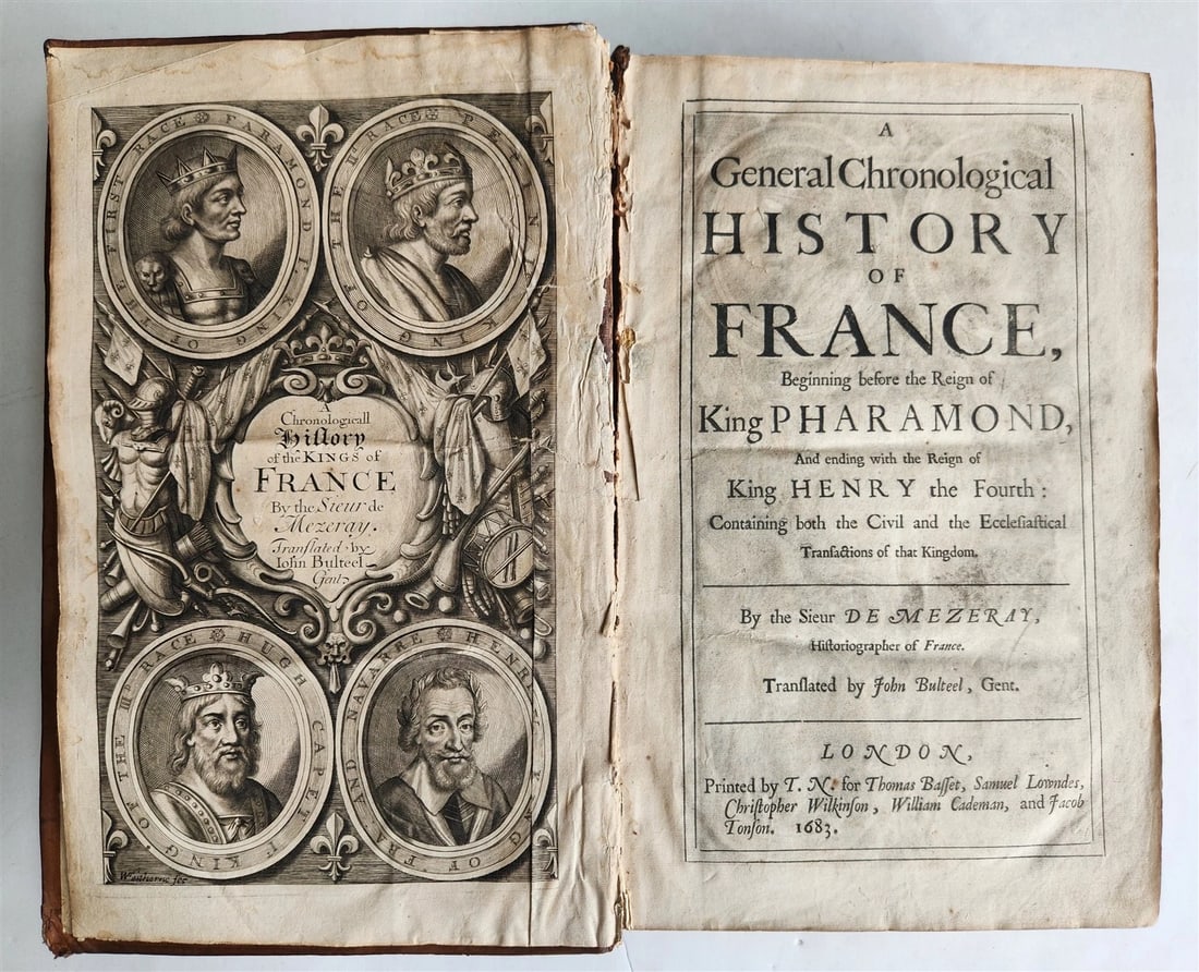 1683 HISTORY of FRANCE in ENGLISH by Francois Eudes de Mezeray antique FOLIO - 2