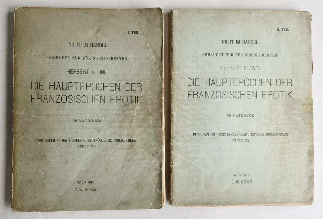 1910 FRENCH EROTICA in GERMAN ILLUSTRATED 2 VOLUMES antique RARE LTD EDITION - 2