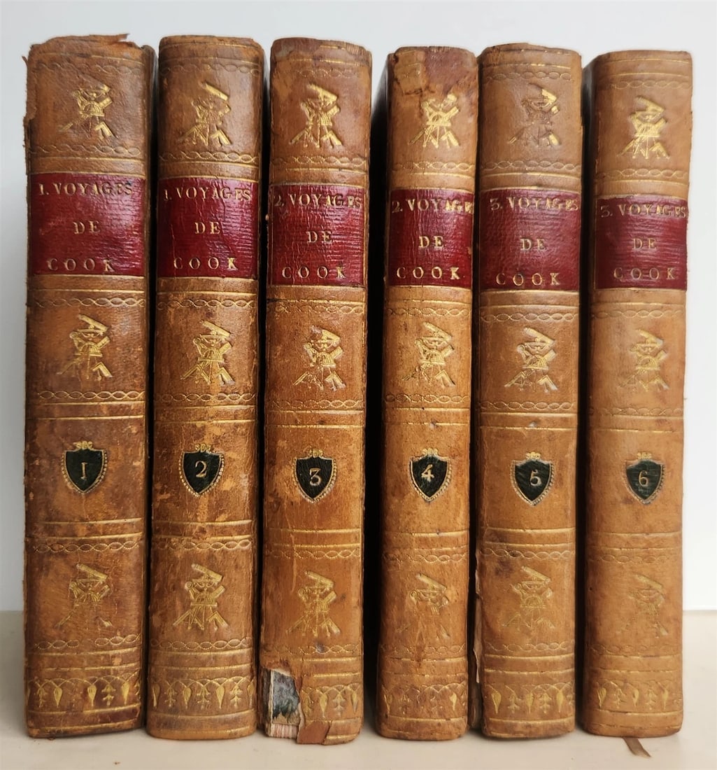1811 CAPTAIN COOK THREE VOYAGES ILLUSTRATED 6 VOLUMES antique in FRENCH - 2